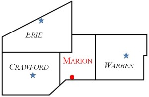 Proposed boundaries of Marion County and Titusville as the seat